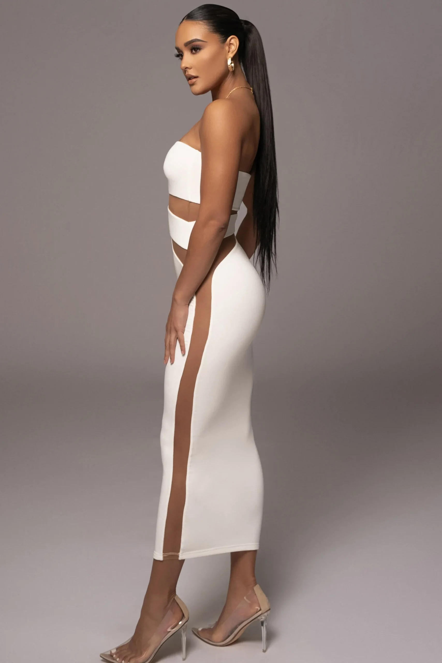 JLUXLABEL White Unpredictable Midi Dress