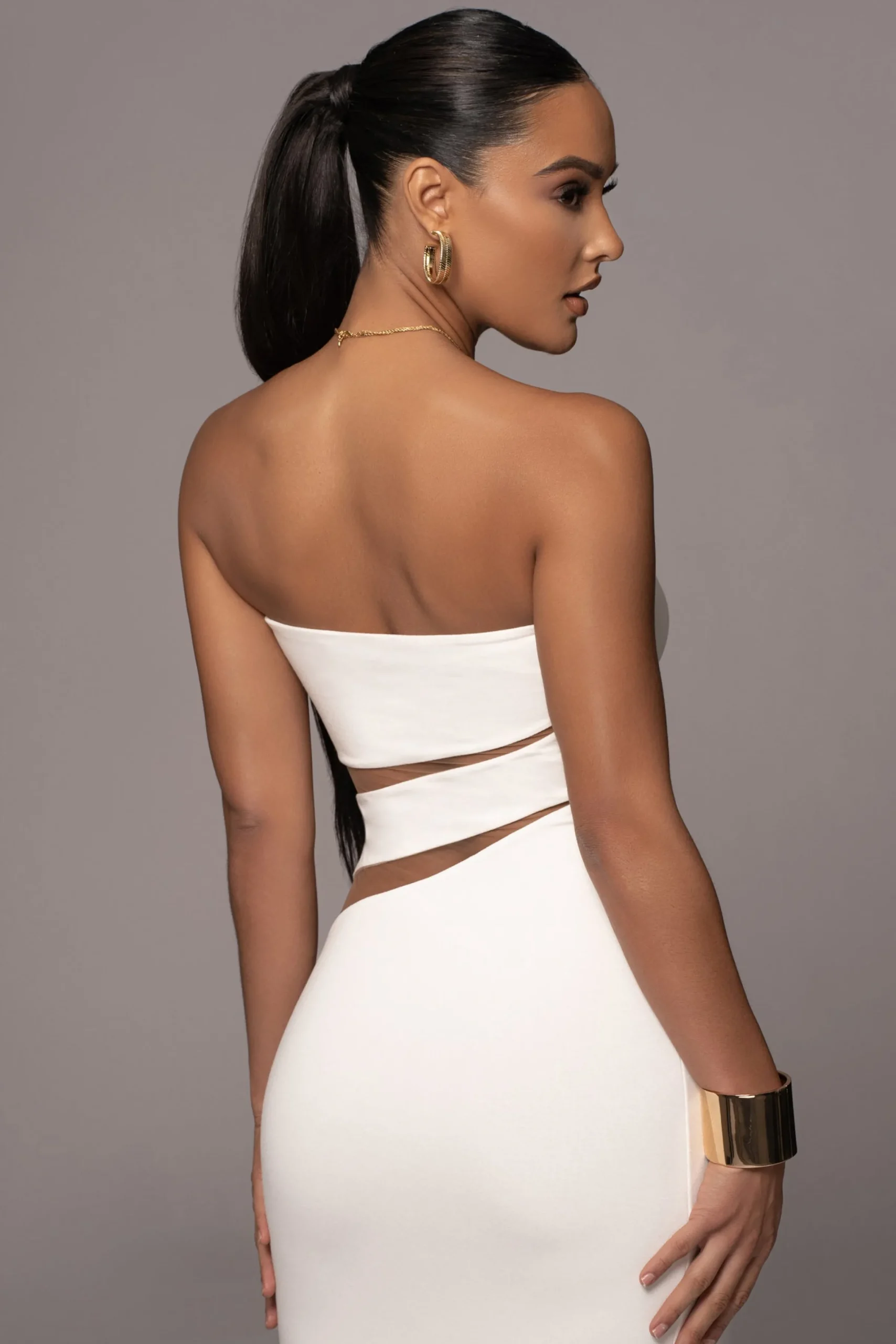 JLUXLABEL White Unpredictable Midi Dress