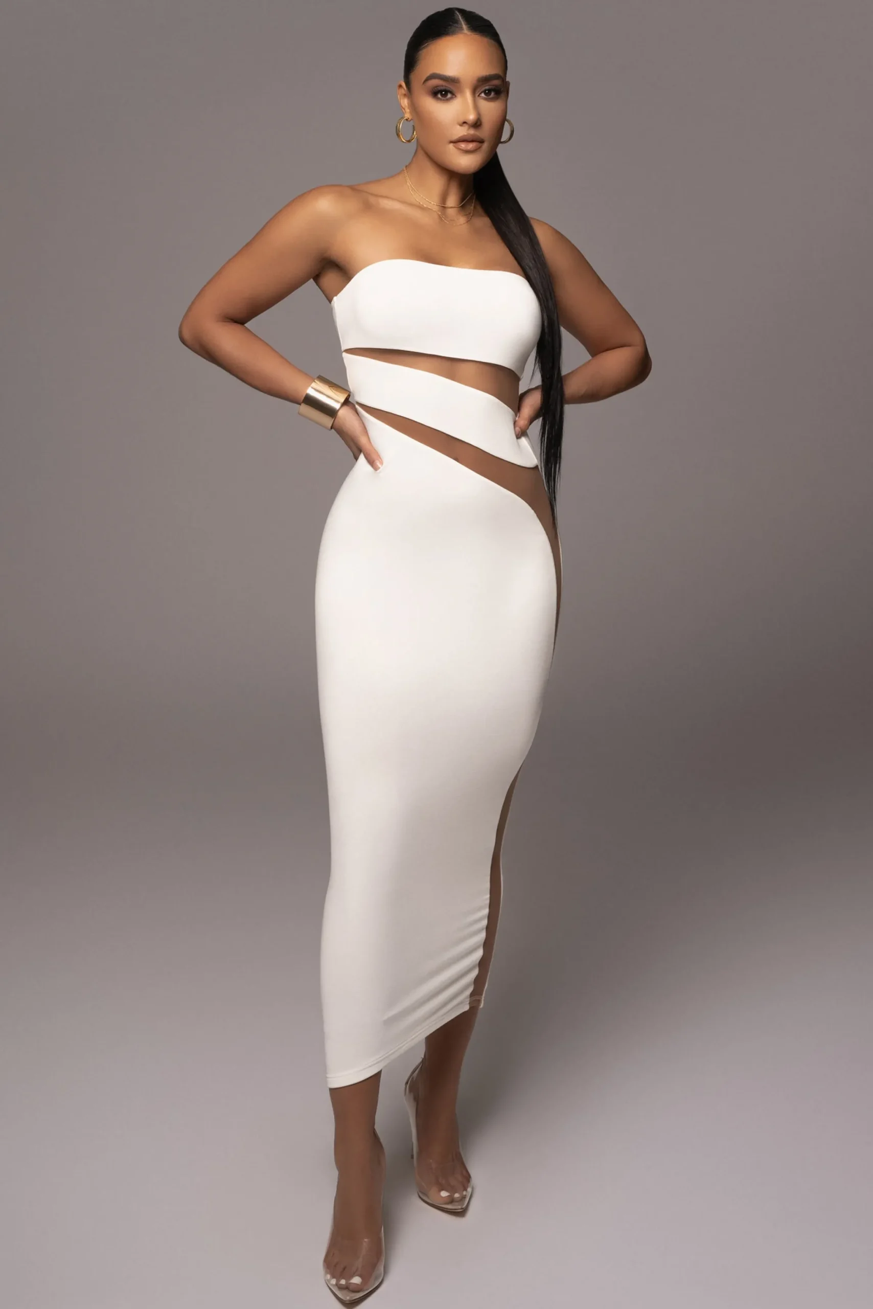 JLUXLABEL White Unpredictable Midi Dress