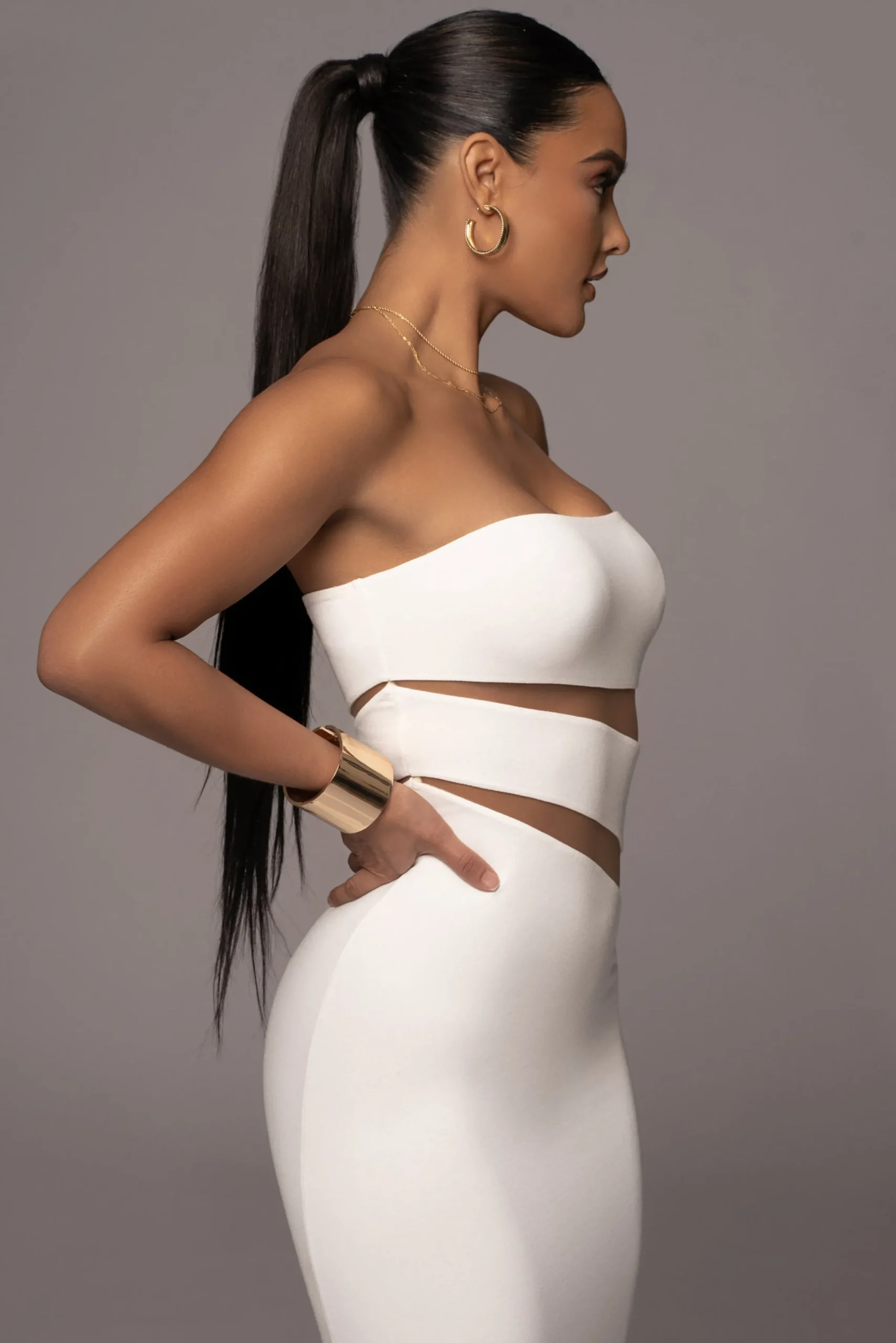 JLUXLABEL White Unpredictable Midi Dress