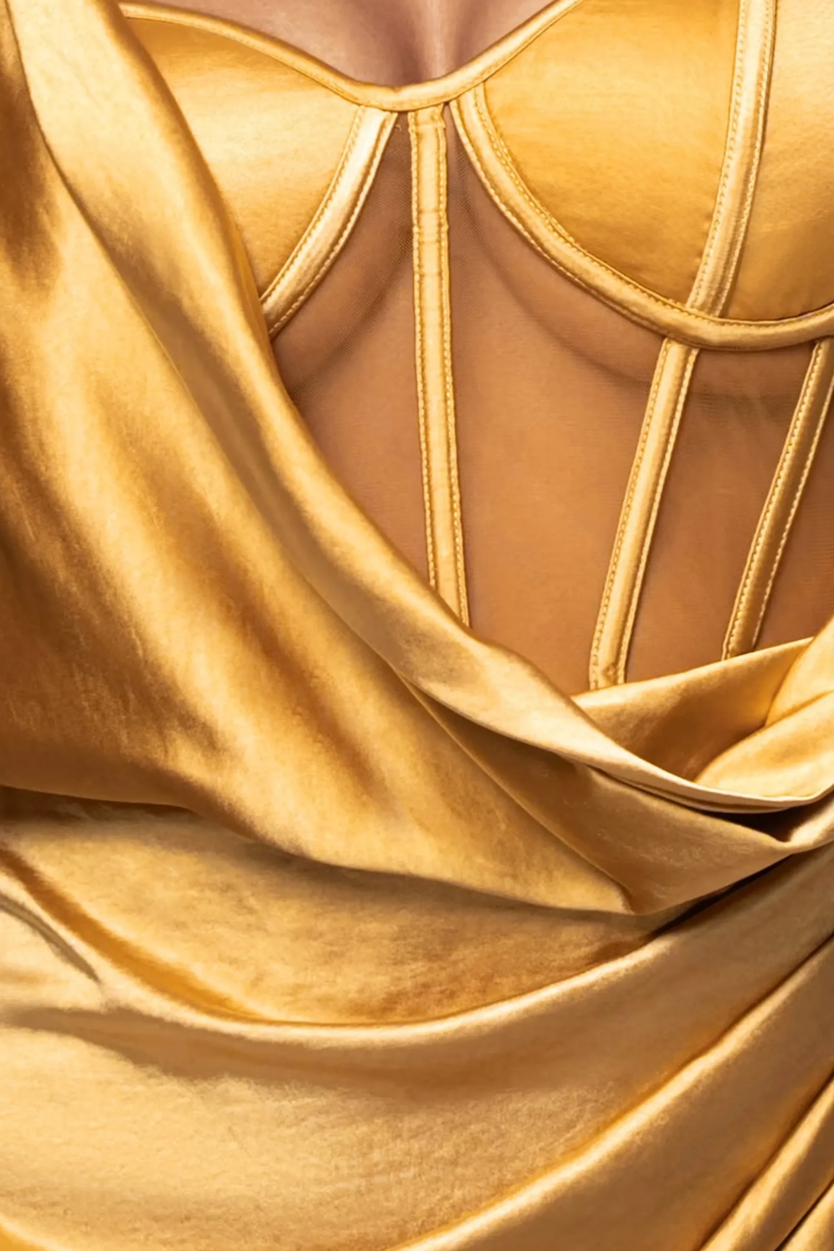 JLUXLABEL Yellow Anastacia Drape Maxi Dress