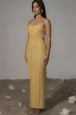 JLUXLABEL Yellow Blanca Strapless Maxi Dress