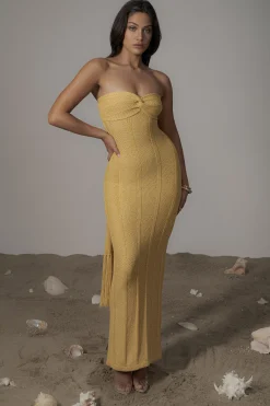 JLUXLABEL Yellow Blanca Strapless Maxi Dress