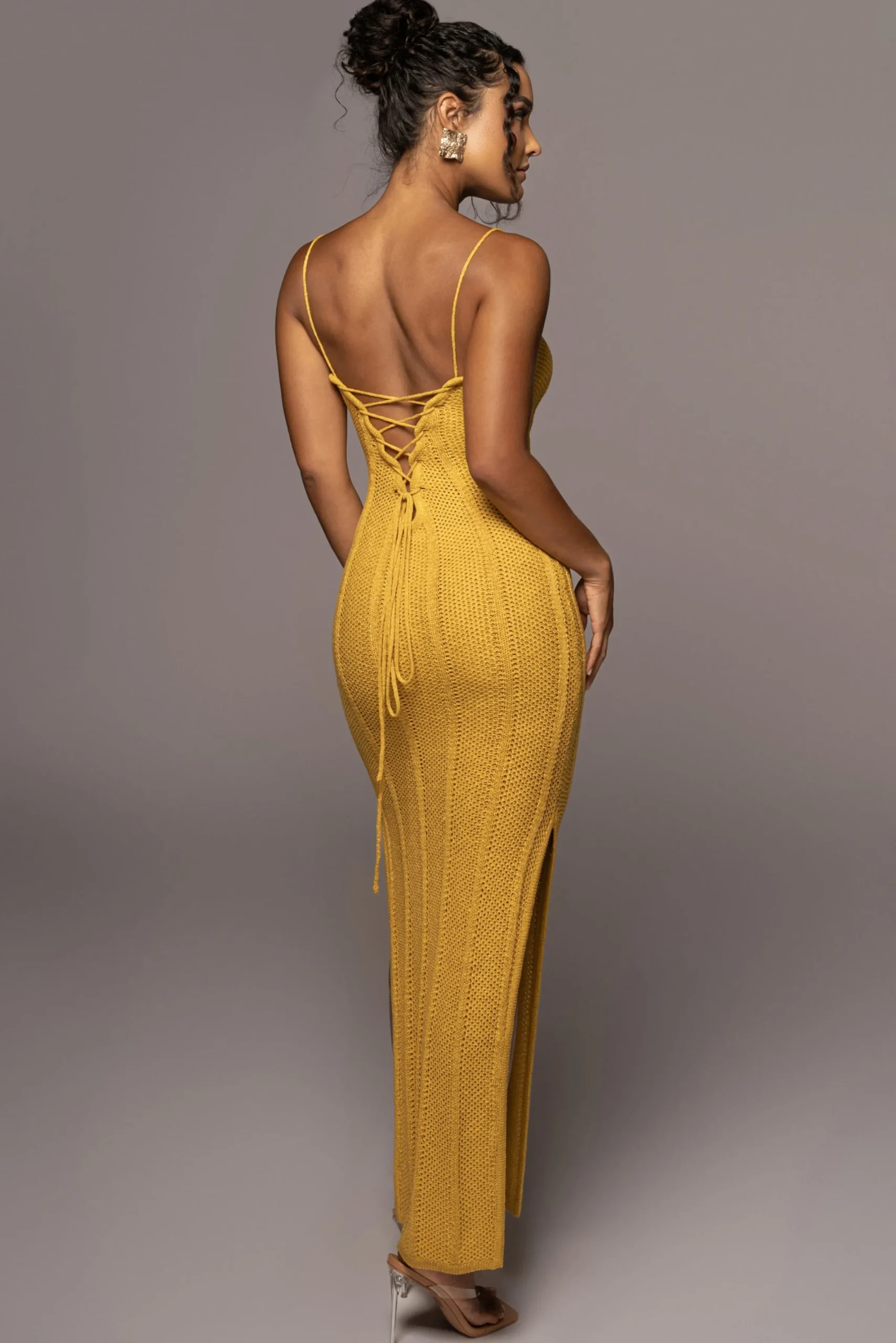 JLUXLABEL Yellow Cabana Views Crochet Dress