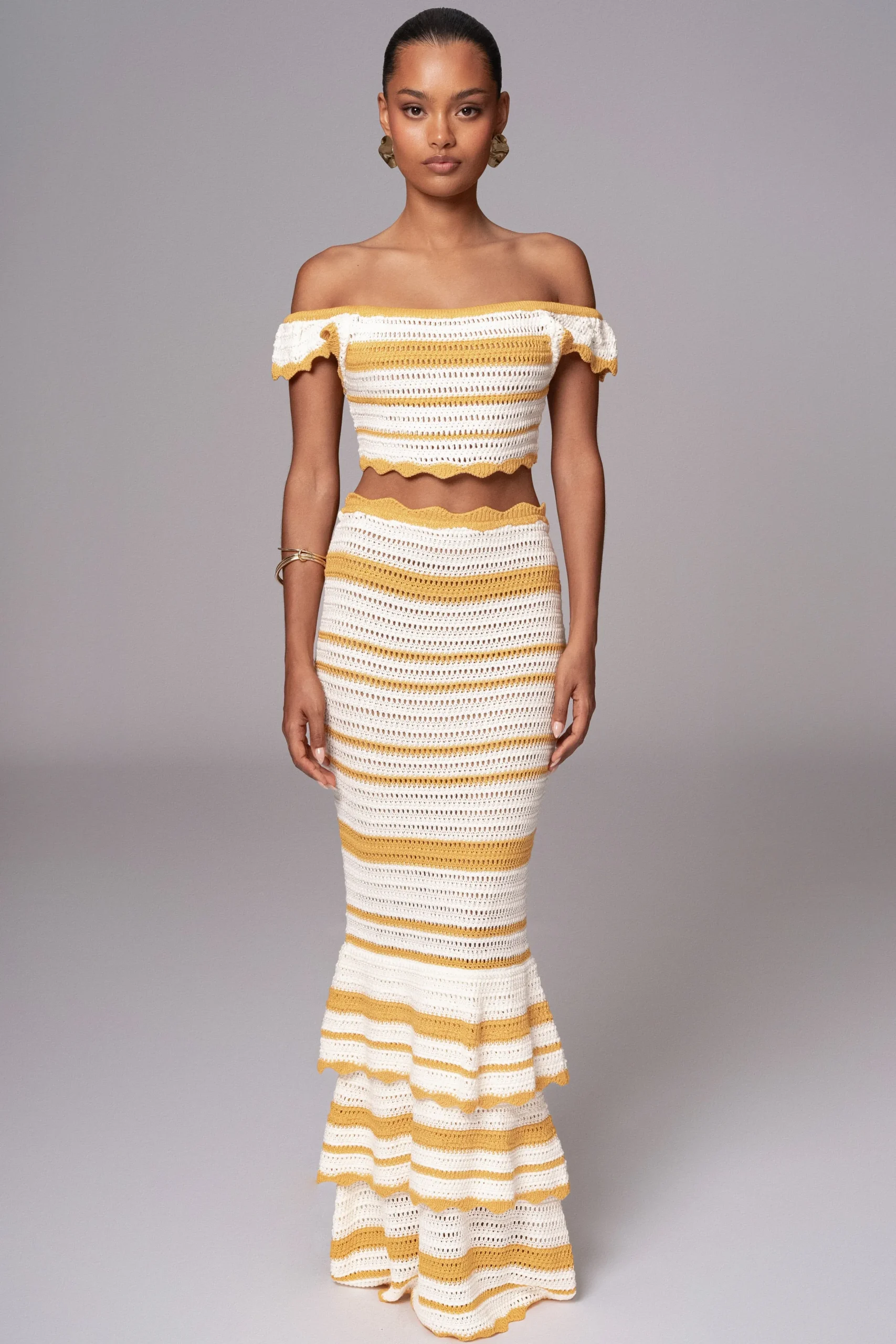 JLUXLABEL Yellow Corazon Ruffle Skirt Set