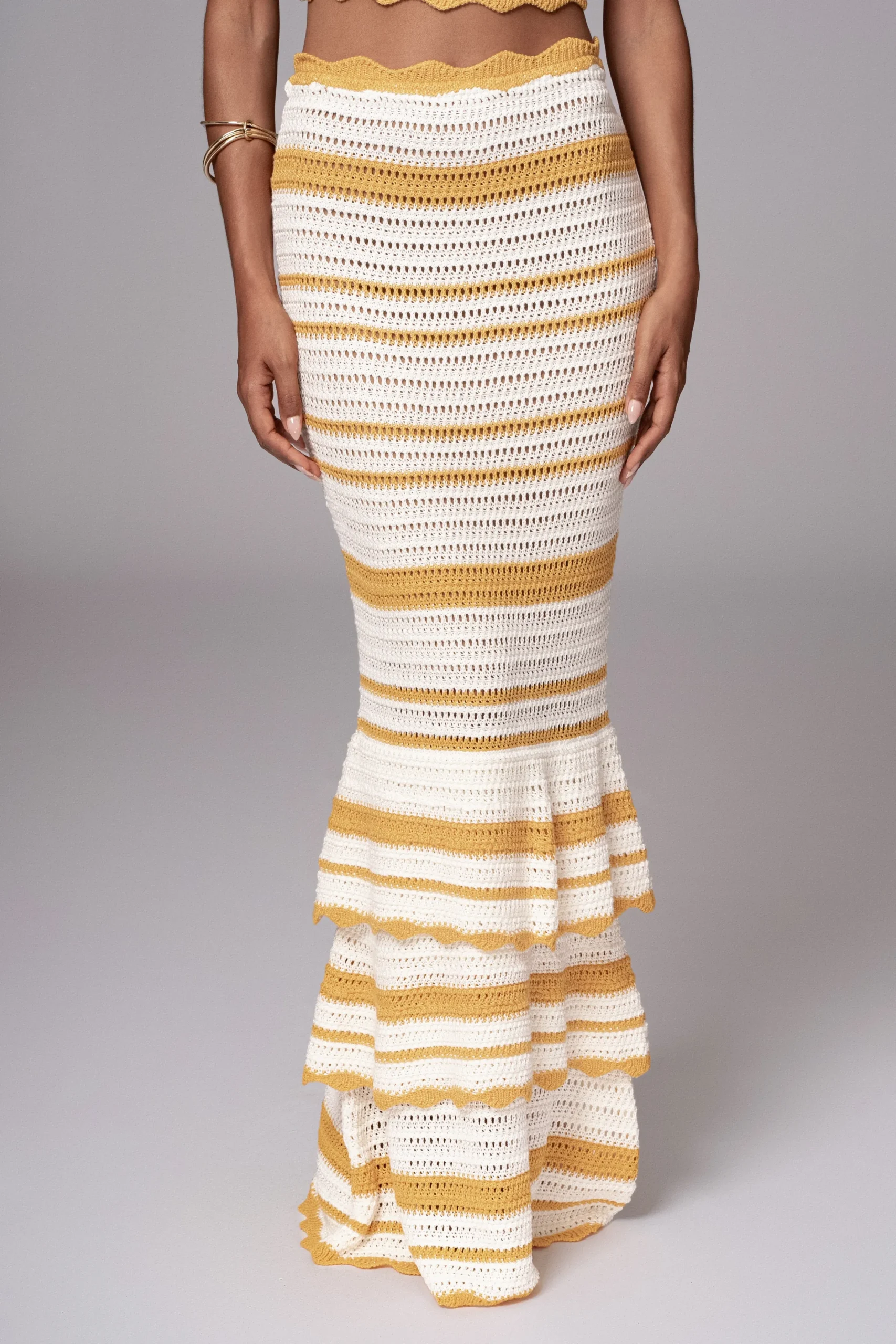 JLUXLABEL Yellow Corazon Ruffle Skirt Set