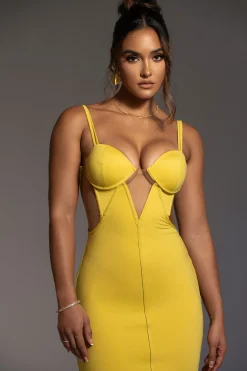 JLUXLABEL Yellow Enchantment Bustier Maxi Dress