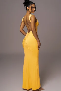 JLUXLABEL Yellow JLUXBASIX FRONT AND CENTER MAXI DRESS