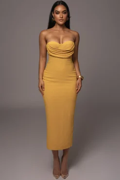 JLUXLABEL Yellow Linen Visions Of You Dress