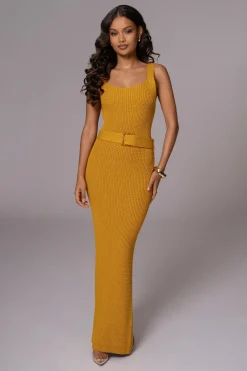 JLUXLABEL Yellow Moonrise Ribbed Maxi Dress