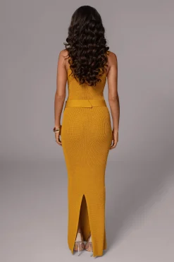JLUXLABEL Yellow Moonrise Ribbed Maxi Dress