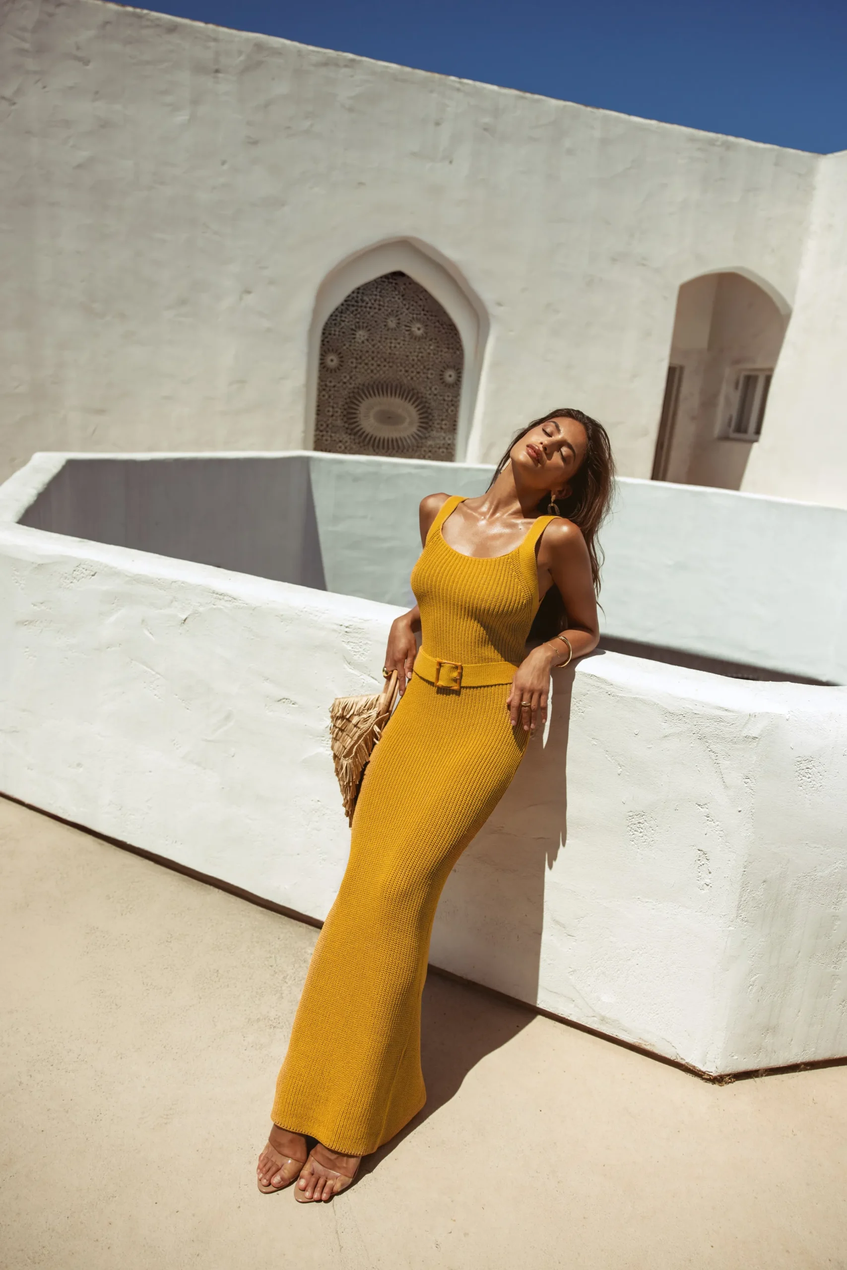 JLUXLABEL Yellow Moonrise Ribbed Maxi Dress