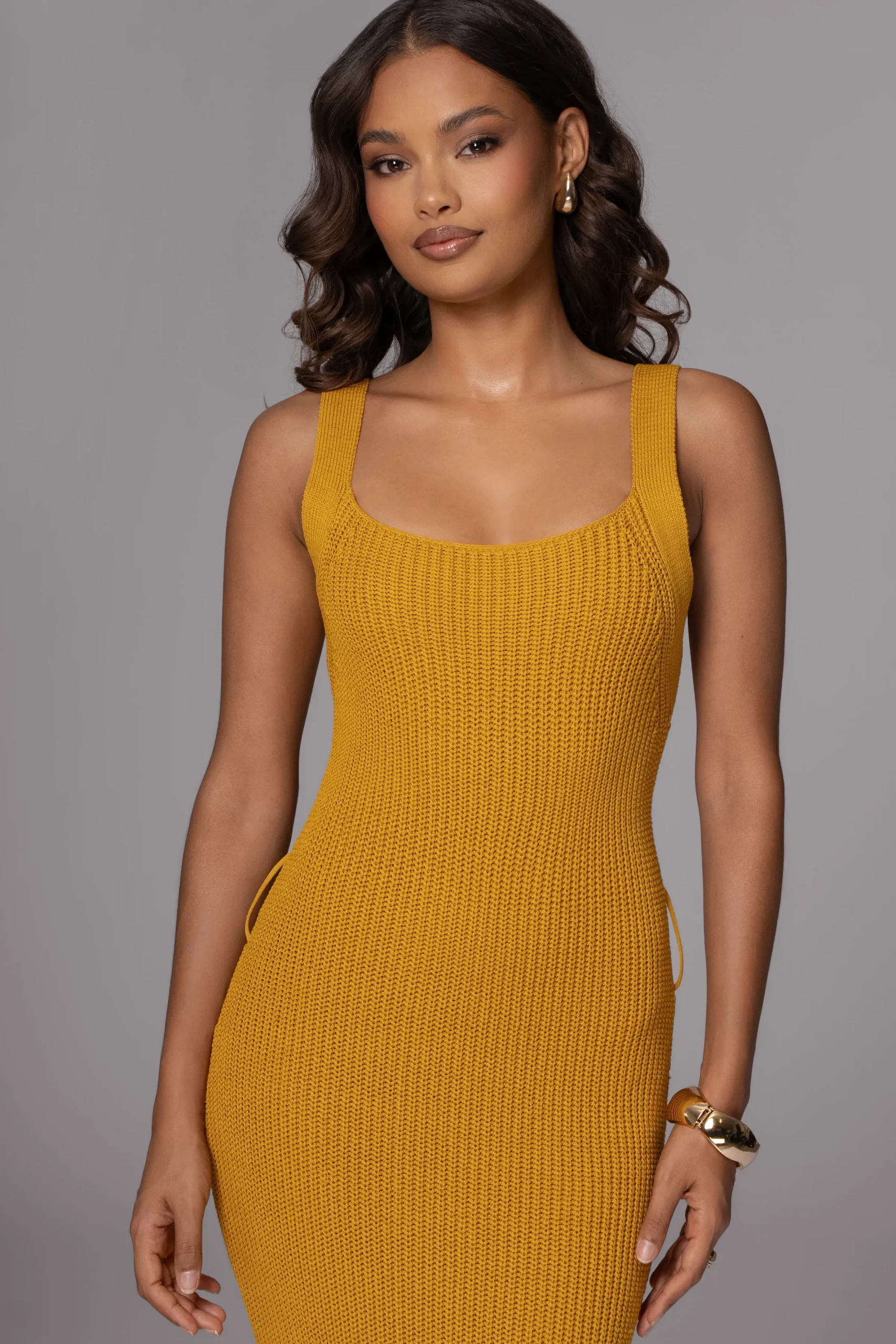 JLUXLABEL Yellow Moonrise Ribbed Maxi Dress