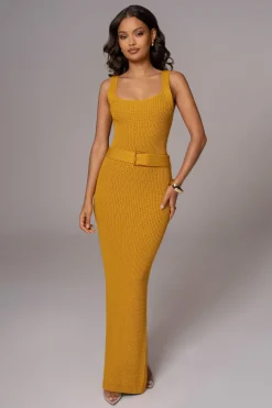 JLUXLABEL Yellow Moonrise Ribbed Maxi Dress