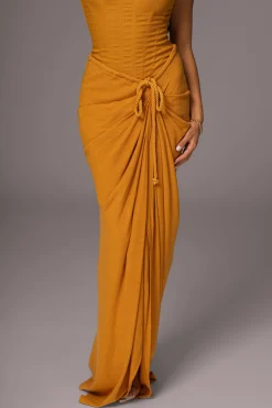 JLUXLABEL Yellow Noelia Linen Slit Skirt