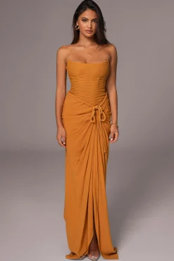 JLUXLABEL Yellow Noelia Linen Slit Skirt