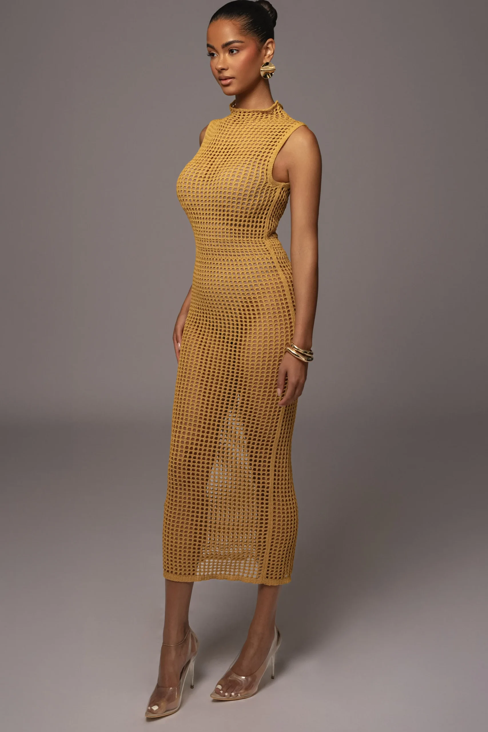 JLUXLABEL Yellow Pacific Tides Crochet Maxi Dress