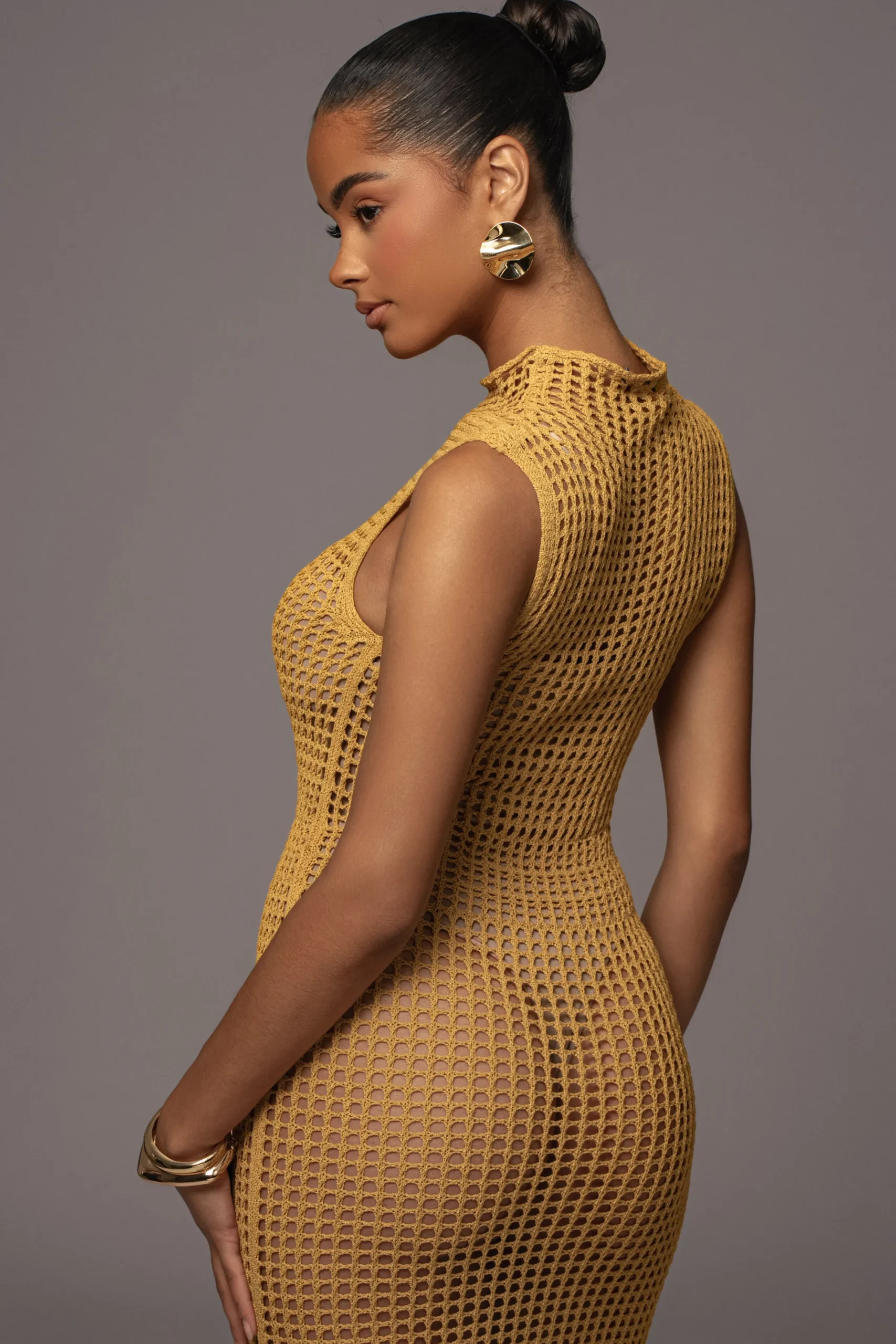 JLUXLABEL Yellow Pacific Tides Crochet Maxi Dress