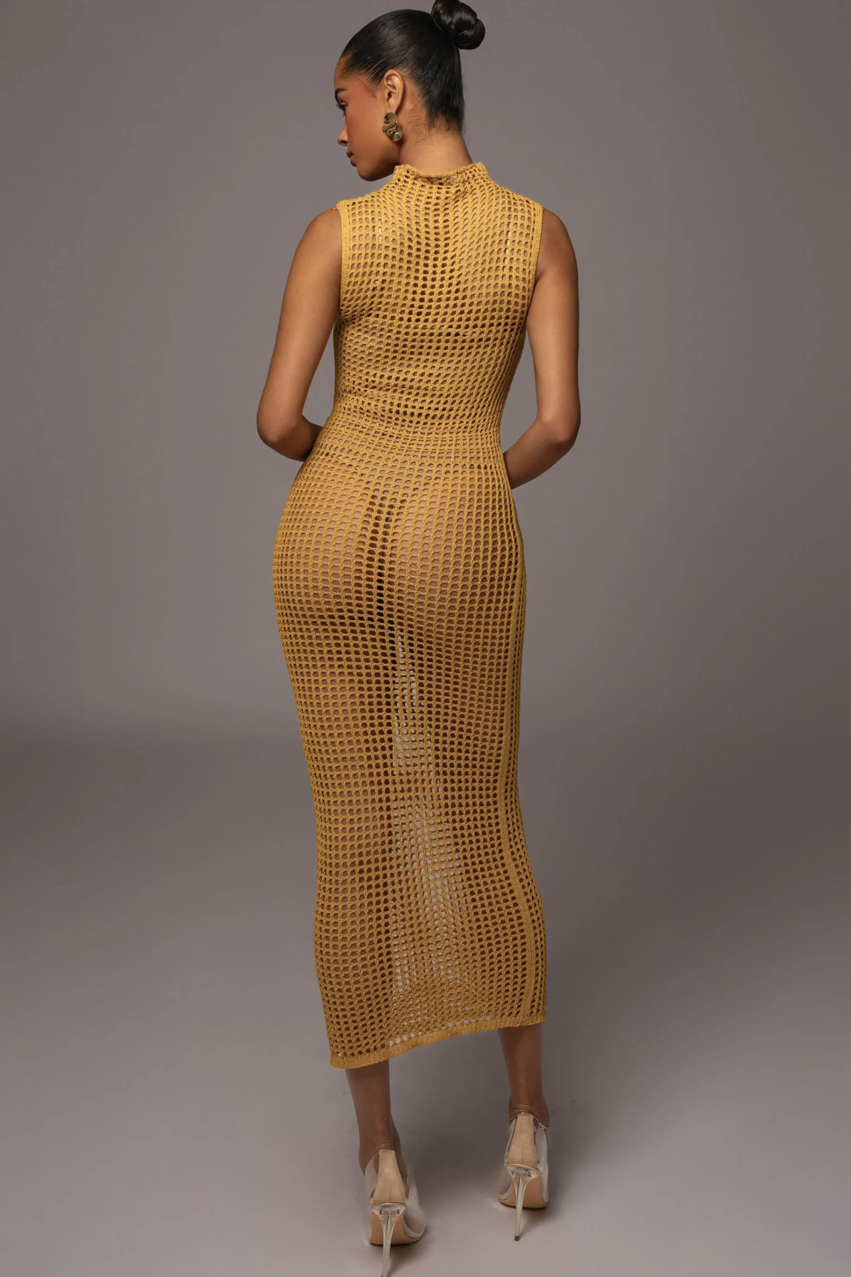 JLUXLABEL Yellow Pacific Tides Crochet Maxi Dress