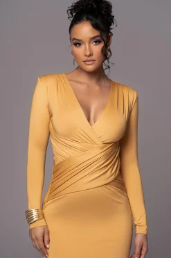 JLUXLABEL Yellow Rowan Plunge Maxi Dress