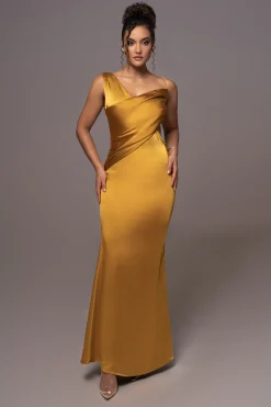 JLUXLABEL Yellow Satin Belle Maxi Dress